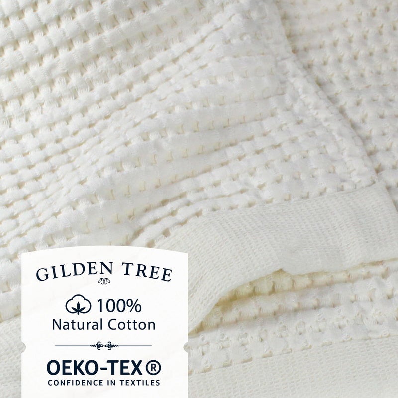 GILDEN TREE Waffle Towel Set Quick Dry Thin | 2 Bath Towels | 2 Hand Towels | 2 Washcloths, Modern Style (Cream) - Image 2